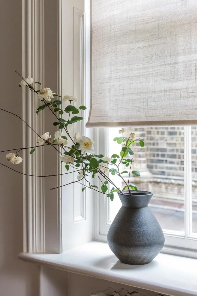 Custom roller blinds tailored to unique window sizes, showcasing various fabric options