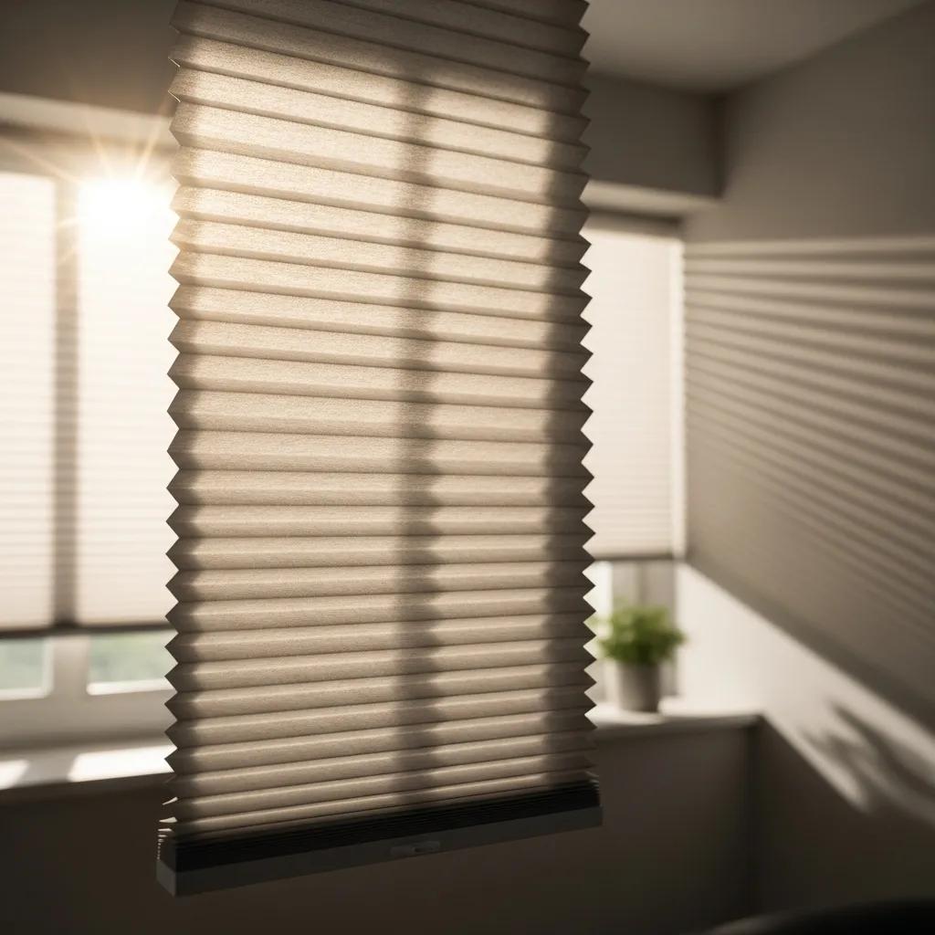 Close-up of honeycomb blinds showcasing energy efficiency in a bright room