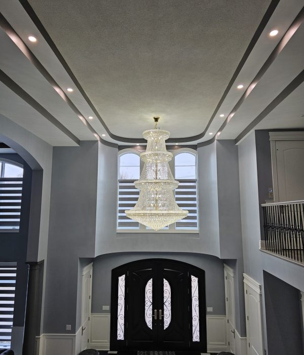 luxury zebra motorzied Image of window treatments with blinds and curtains from We Blinds, offering personalized home solutions.